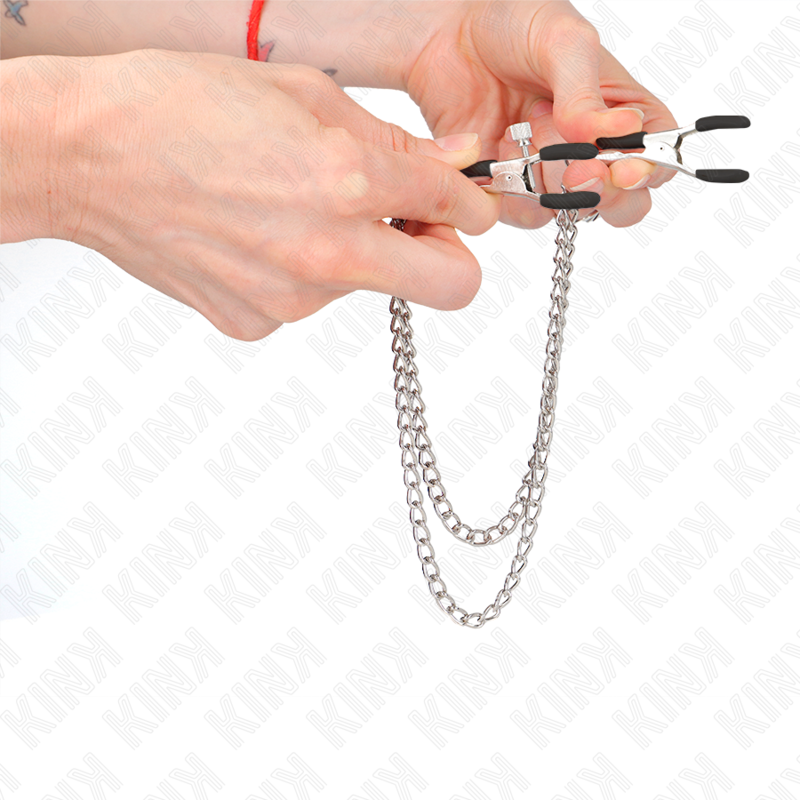 KINK – Nippelklammern mit 2 dicken Ketten silber 20/23 cm