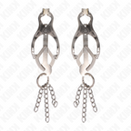 KINK – Japanische Kleeblatt-Nippelklammern mit kleinen Ketten silber