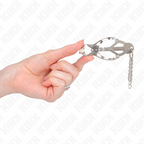 KINK – Japanische Kleeblatt-Nippelklammern mit kleinen Ketten silber