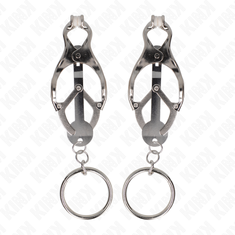 KINK – O-Ring Japanische Kleeblatt-Nippelklammern silber
