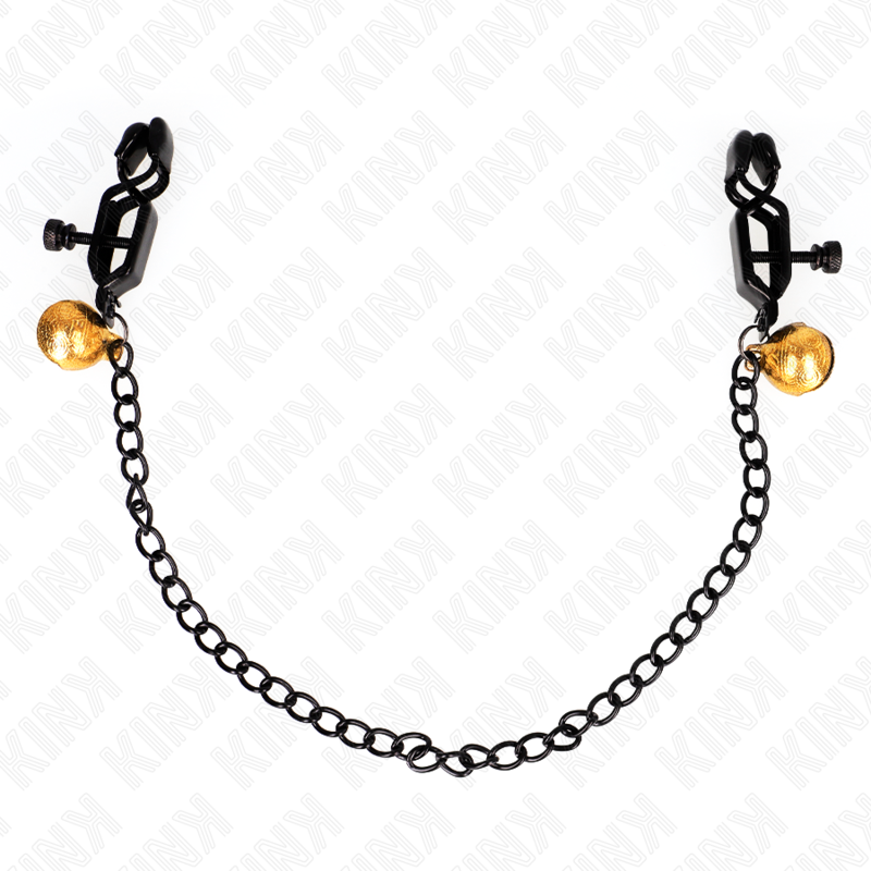 KINK – Flache Ketten-Nippelklammern mit Glocke silber 30 cm