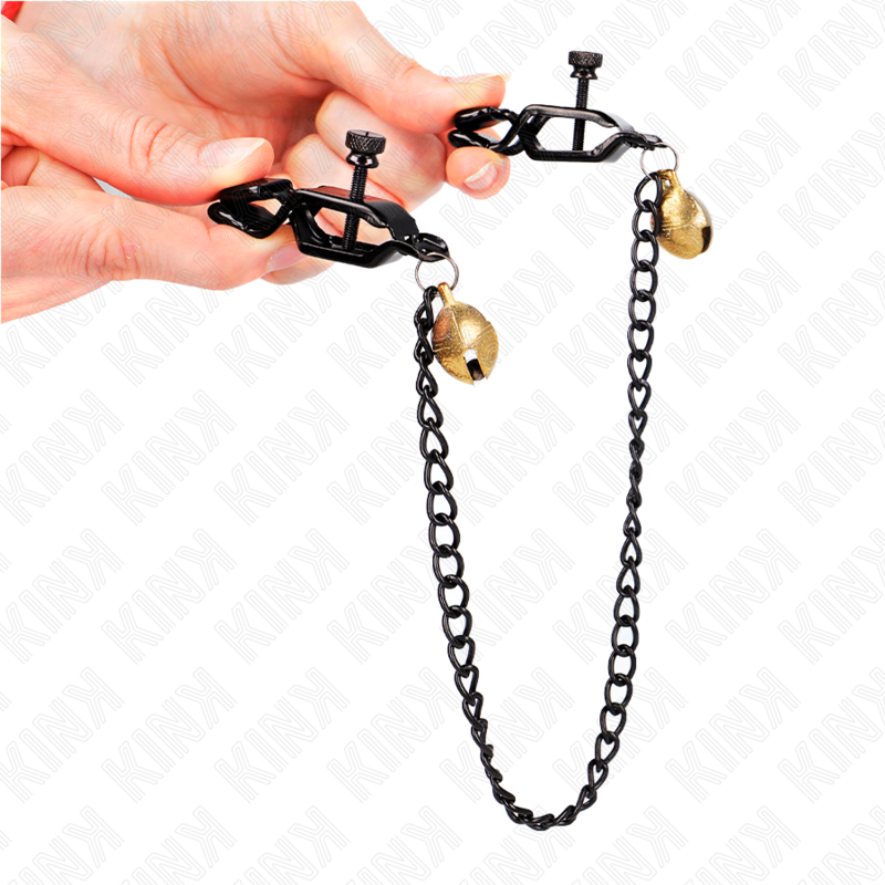 KINK – Flache Ketten-Nippelklammern mit Glocke silber 30 cm