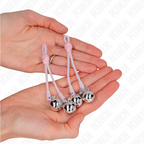 KINK – Leuchtende Totenkopf-Nippelklammern mit Ringglöckchen verstellbar rosa/silber