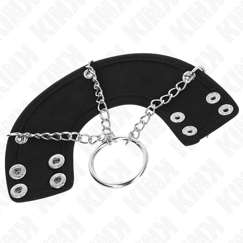 KINK – Penisring mit Metallkette und Ledergurt, Ring 4 cm, Kette 7 cm