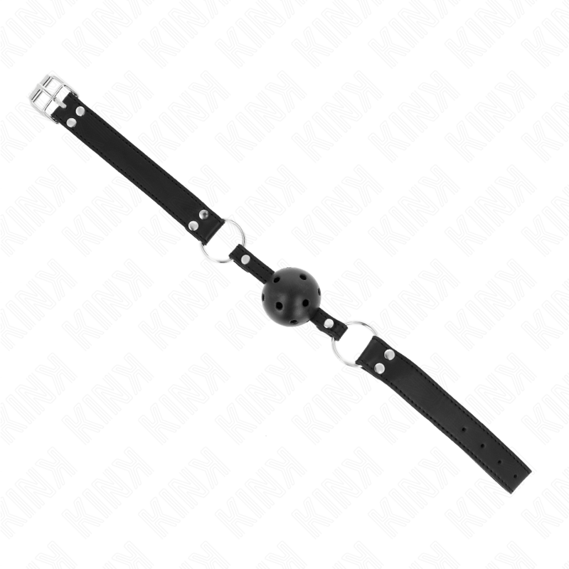 KINK – Atmungsaktiver Ball 4 cm Knebel mit Doppelniet Modell 1 schwarz 62,5 x 2,5 cm verstellbar 42–58 cm