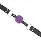 KINK – Atmungsaktiver Ball 4 cm Knebel mit Doppelniet lila 62,5 x 2,5 cm verstellbar 42–58 cm