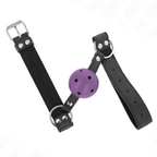 KINK – Atmungsaktiver Ball 4 cm Knebel mit Doppelniet lila 62,5 x 2,5 cm verstellbar 42–58 cm