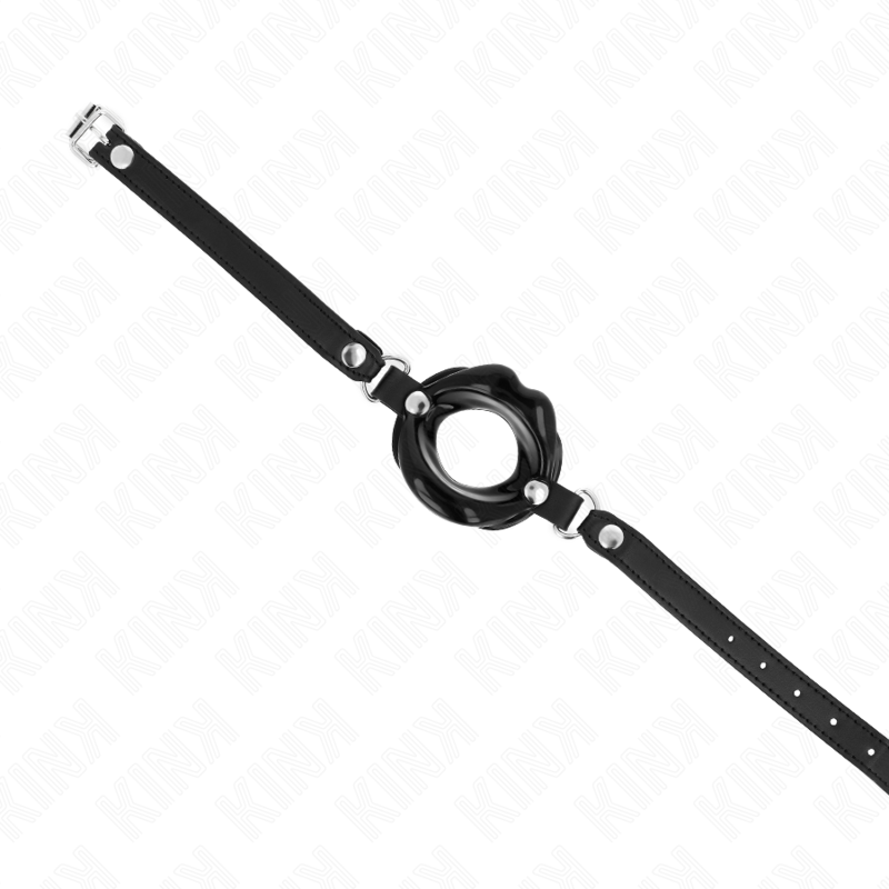 KINK – Lip 8 cm Knebel mit schwarzem Kunstlederband 63 x 2 cm verstellbar 39–58 cm