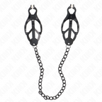 KINK – Japanische Kleeblatt-Nippelklammern mit Kette schwarz 30 cm