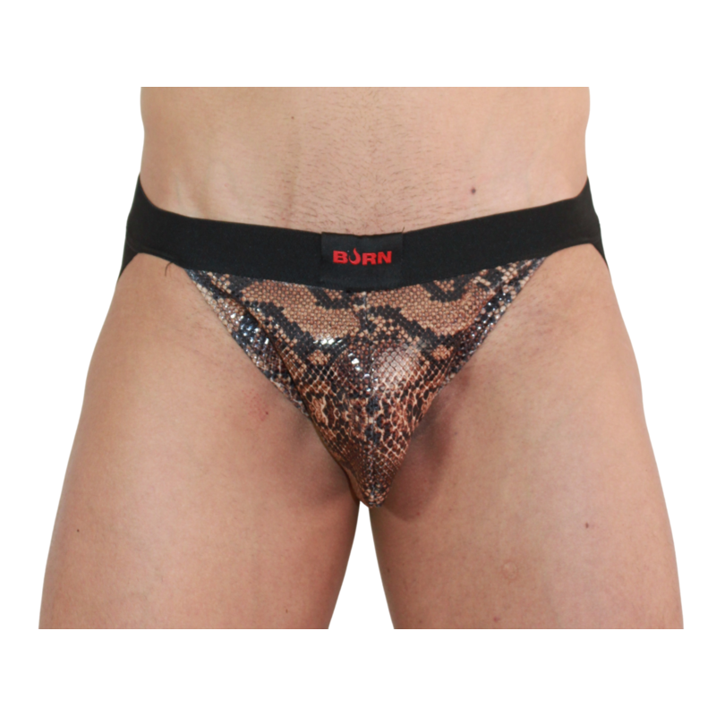 BURN – 002 Snake Herren-Jockstrap mit Schlangenmuster, Schwarz, Größe S