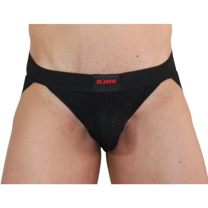 BURN – 003 Glänzender Herren-Jockstrap, Schwarz, Größe S