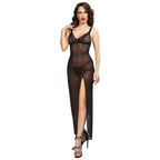 CHILIROSE – CR 4723 Langes Babydoll & Tanga Schwarz
