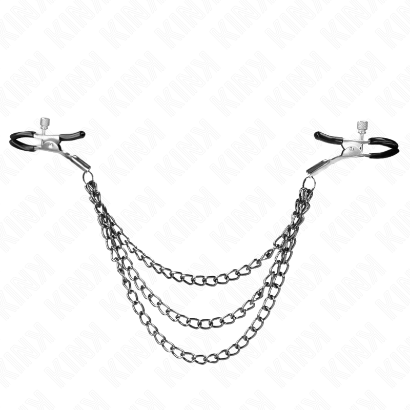 KINK – Nippelklammern mit 3 Ketten schwarz 20/23/28 cm