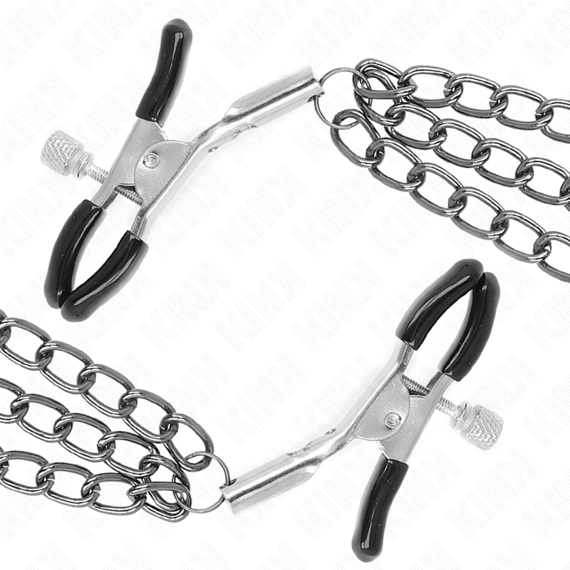 KINK – Nippelklammern mit 3 Ketten schwarz 20/23/28 cm