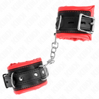 KINK - SCHWERE HANDGELENKSFESSELN MIT ROTEM PELZFUTTER, VERSTELLBAR 20-30 CM X 6 CM