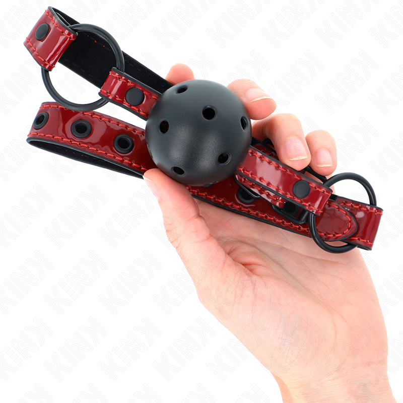 KINK – Glänzender Kunstlederball 4,5 cm Knebel 63,5 x 2 cm verstellbar 41–59 cm