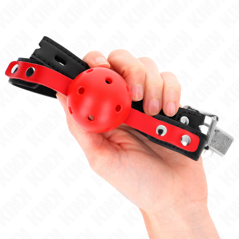 KINK – Roter Hohlkugel 4 cm Knebel schwarzer Gurt 60 x 2 cm verstellbar 37–52 cm