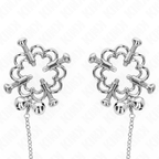 KINK – Metallische Blumen-Nippelklammern mit Kette