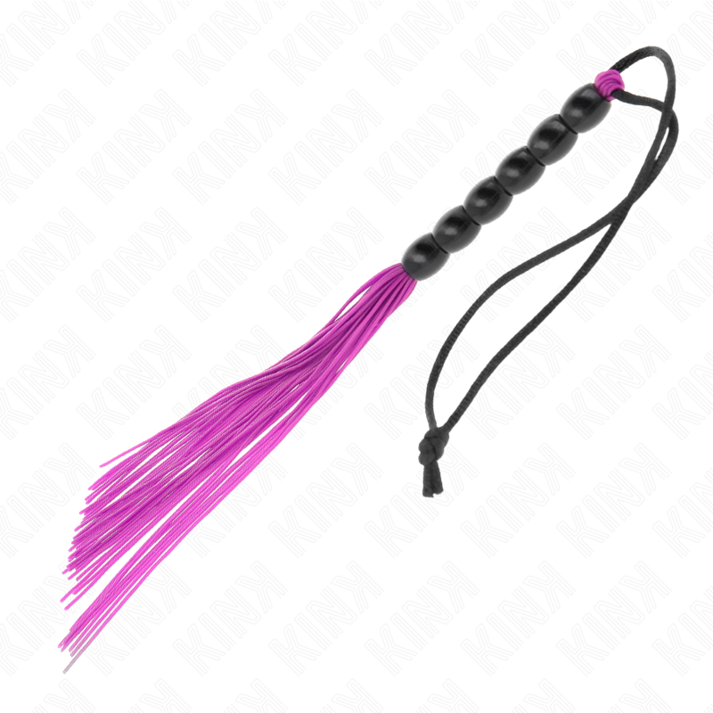 KINK – Mini-Silikonpeitsche mit 6 lila Perlen 26 cm