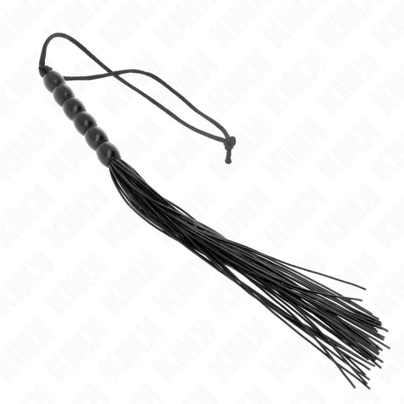 KINK – Mini-Silikonpeitsche mit 6 schwarzen Perlen 26 cm