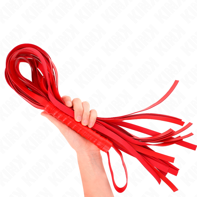 KINK – Rote Peitsche mit kurzem Griff und langem Schwanz 70 cm