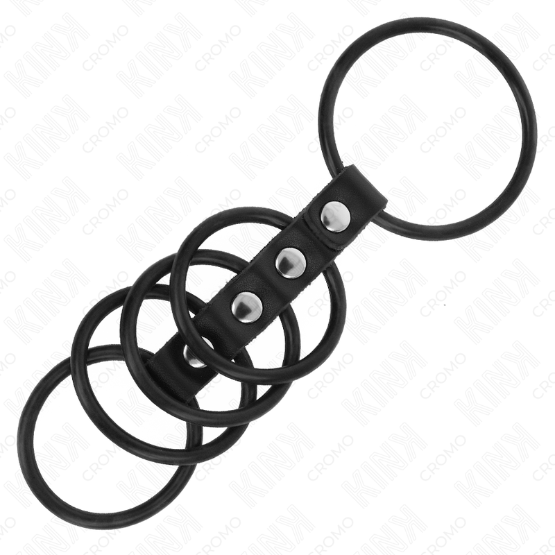 KINK – 5 Silikon-Penisringe mit Lederverbindung, 3,8–4,8 cm