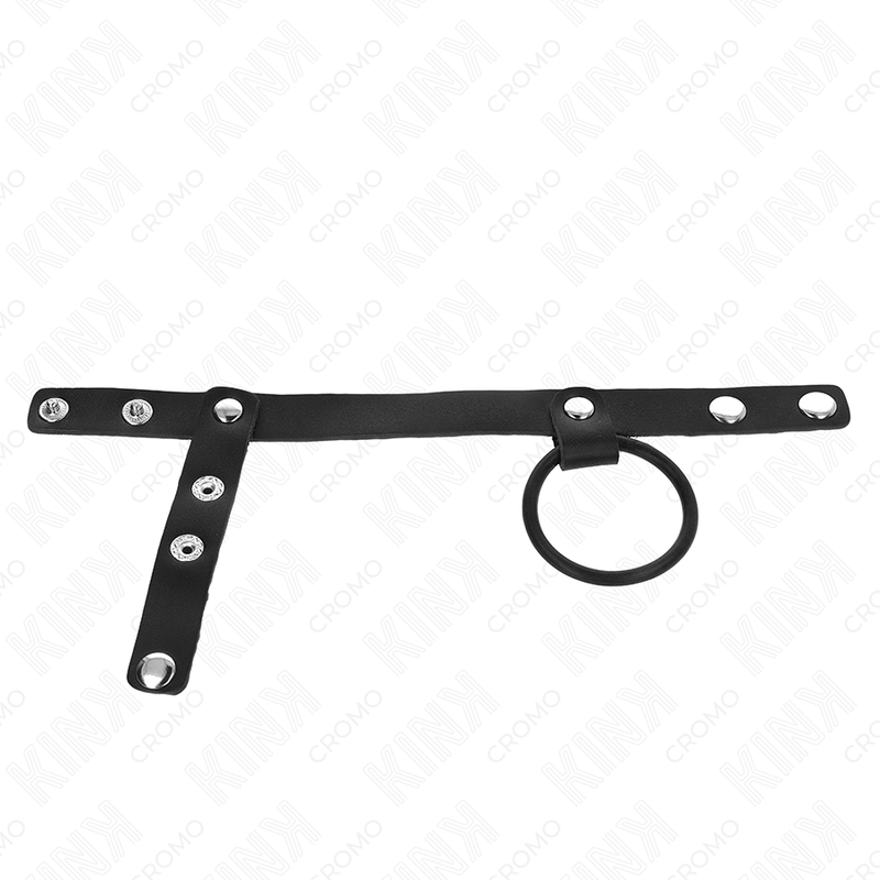 KINK – Silikon-Penisring mit Lederband und erhöhtem Trenner, 3,8 cm, 22 × 1,5 cm