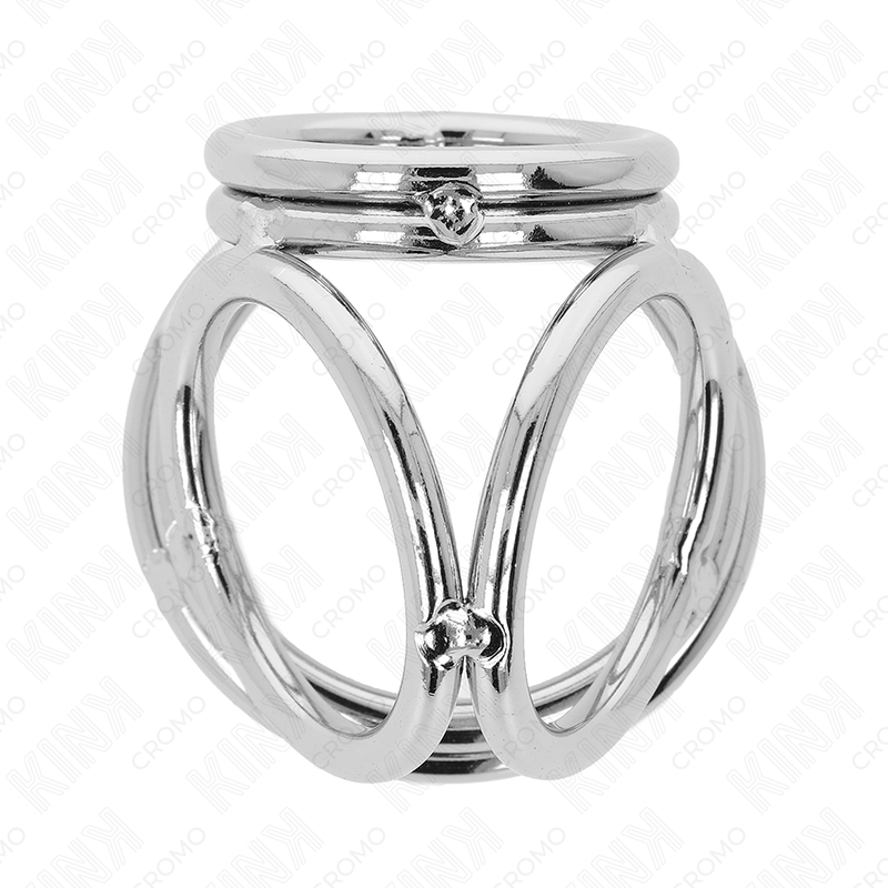 KINK – Dreifacher Chrom-Metall-Penisring, Modell 1, 3,8–5 cm