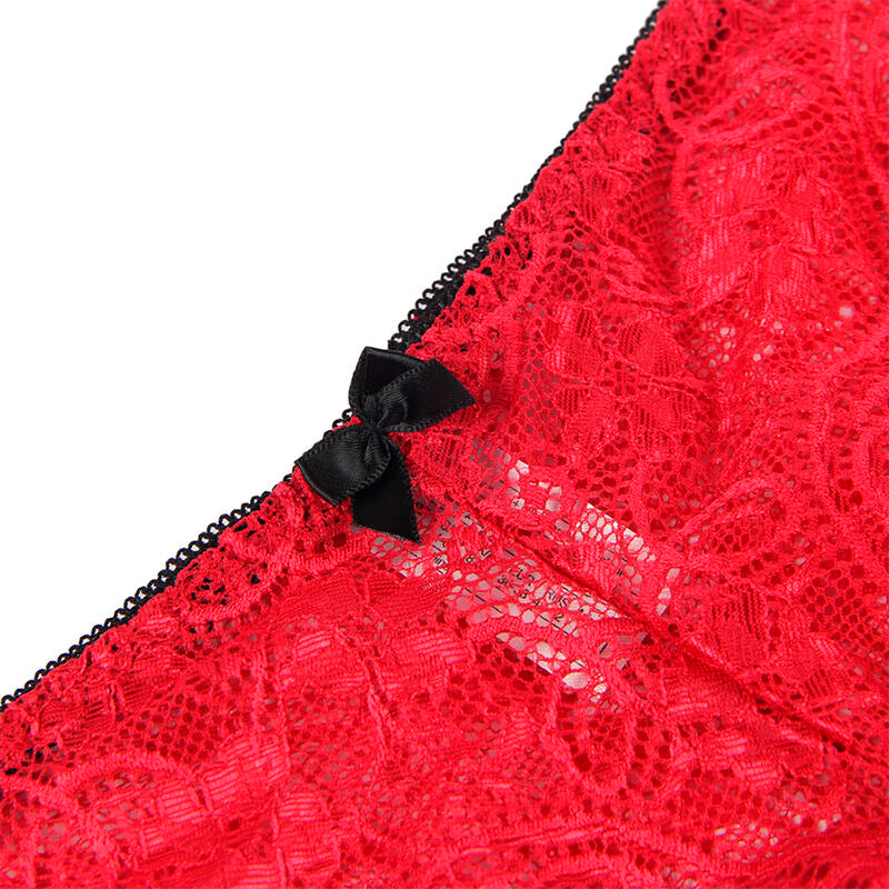 SUBBLIME – Nachthemd + Höschen aus Seide und Spitze Rot S/M