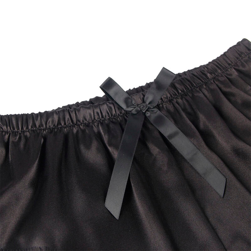 SUBBLIME – Lässiges Seiden-Nachthemd + Spitzenhose Schwarz S/M
