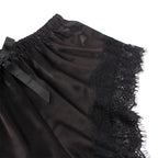 SUBBLIME – Lässiges Seiden-Nachthemd + Spitzenhose Schwarz L/XL