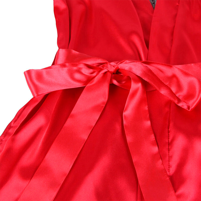 SUBBLIME – Spitzen-Unterhemd mit transparentem Rücken und String Rot/Schwarz L/XL