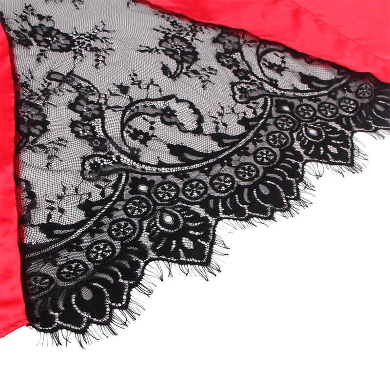 SUBBLIME – Spitzen-Unterhemd mit transparentem Rücken und String Rot/Schwarz L/XL