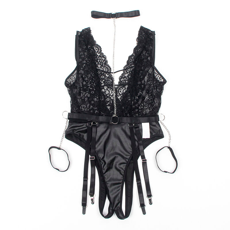 SUBBLIME – 954383 Sexy Body mit Strumpfhalter in Schwarz (S/M)