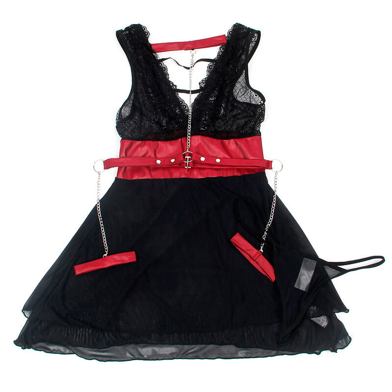 SUBBLIME – 954437 Bondage-Kleid aus Spitze Schwarz L/XL