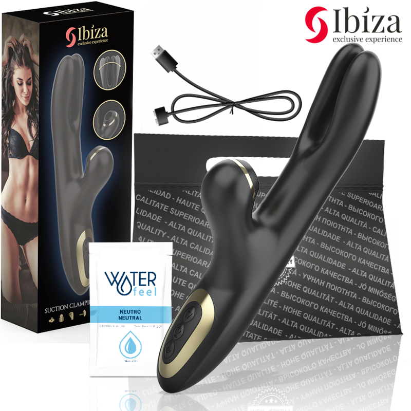 IBIZA – Doppelvibrator mit Klemme Schwarz