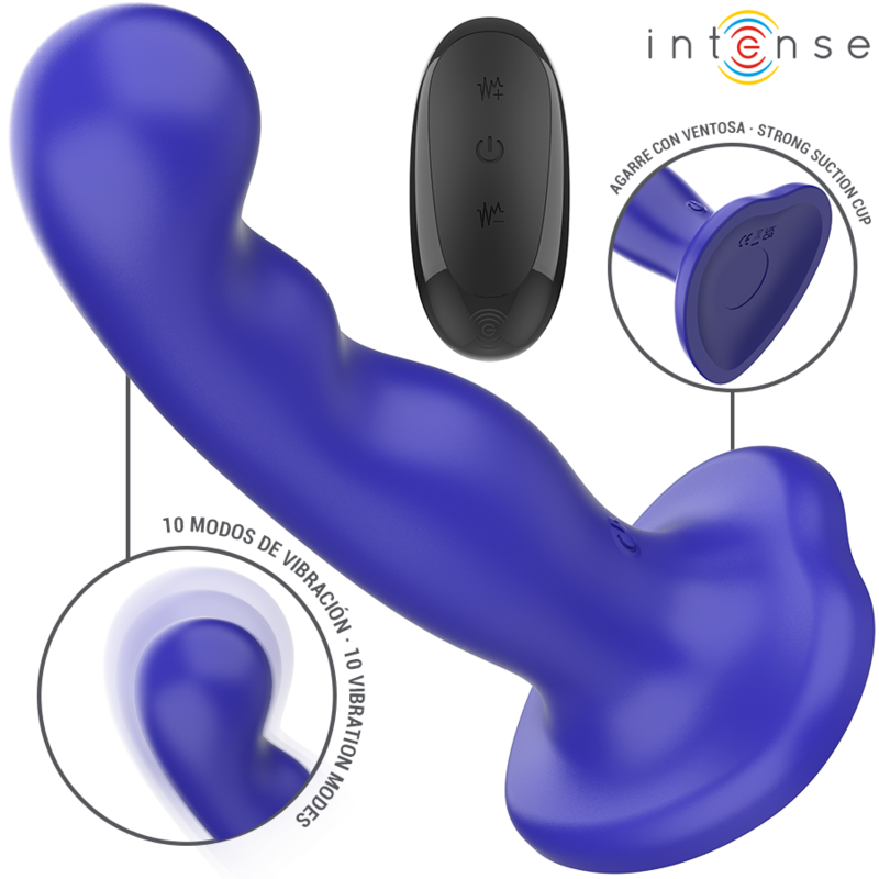INTENSE – Shorty Vibrator mit Saugnapf Blau, Fernbedienung