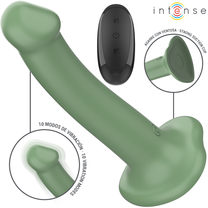 INTENSE – Becca Vibrator mit Saugnapf, 10 Vibrationsmodi, Grün, Fernbedienung