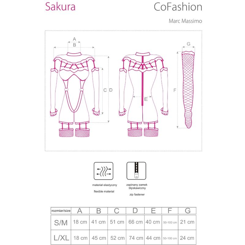 LIVCO CORSETTI FASHION – Sakura CF 90357 Jumpsuit + Lange Handschuhe + Strumpfgürtel Schwarz S/M