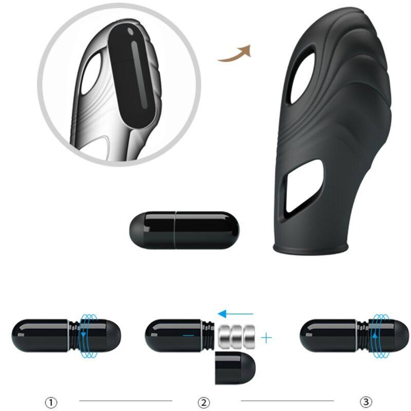 PRETTY LOVE – Lich Silikon-Fingervibrator, Schwarz