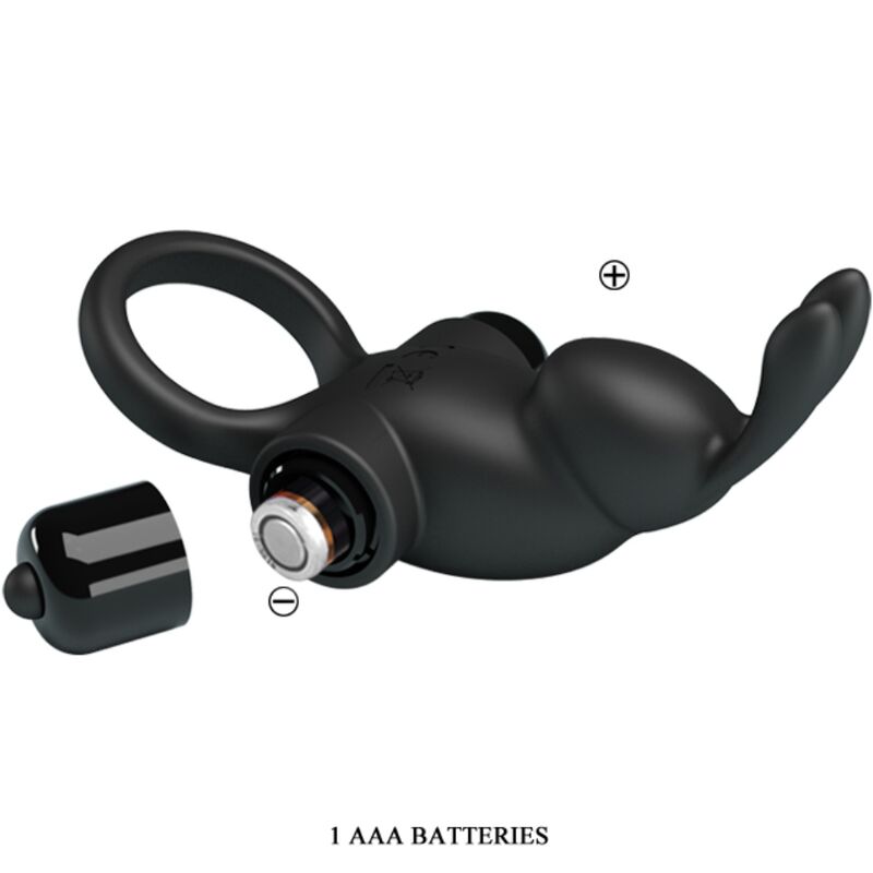 PRETTY LOVE – vibrierender Penisring mit Rabbit-Klitorisstimulator, 10 Vibrationsmodi, Schwarz