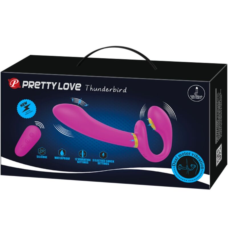 PRETTY LOVE - Thunderbird Doppel-Strap-on-Vibrator mit Fernbedienung Lila