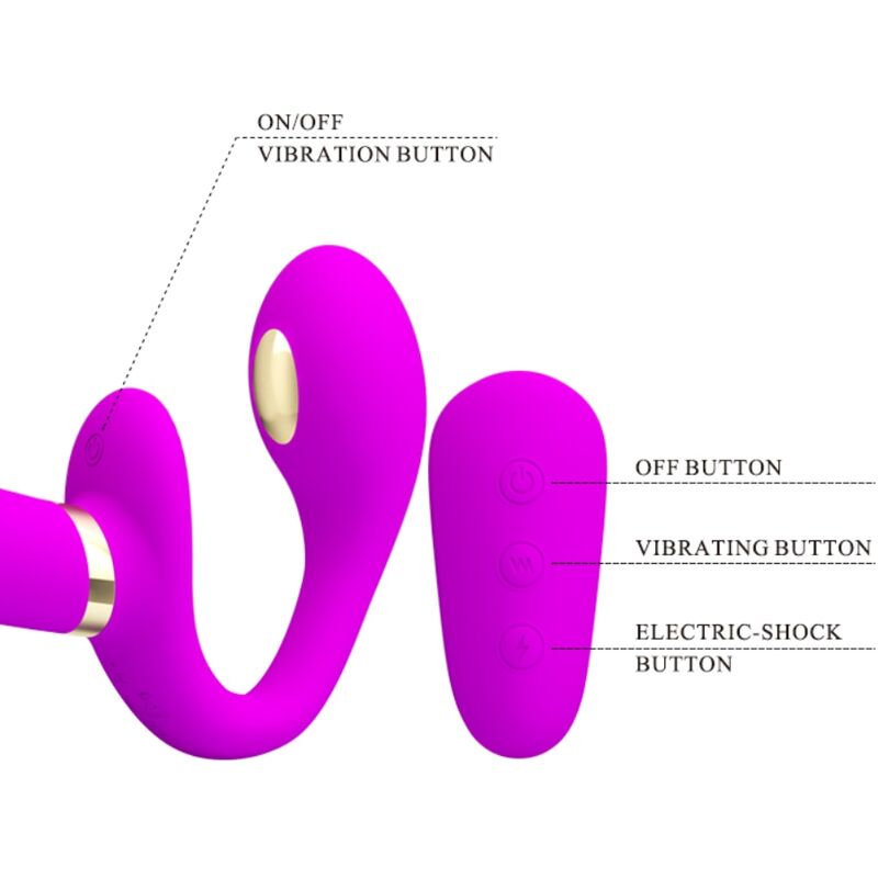 PRETTY LOVE - Thunderbird Doppel-Strap-on-Vibrator mit Fernbedienung Lila