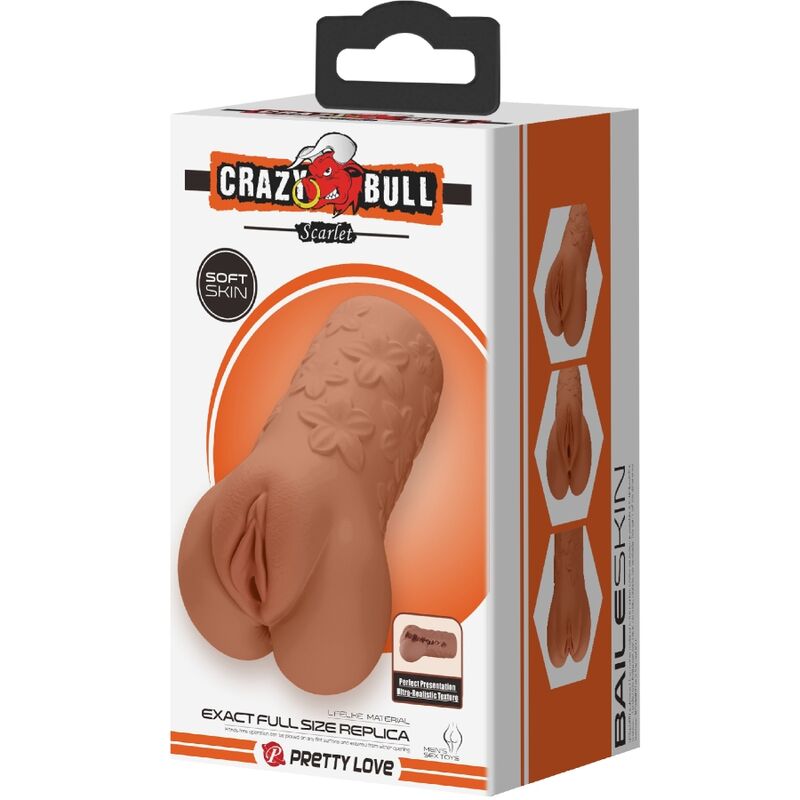 CRAZY BULL - Scarlet Vagina- und Anal-Masturbator mit Blumendesign Hautfarben