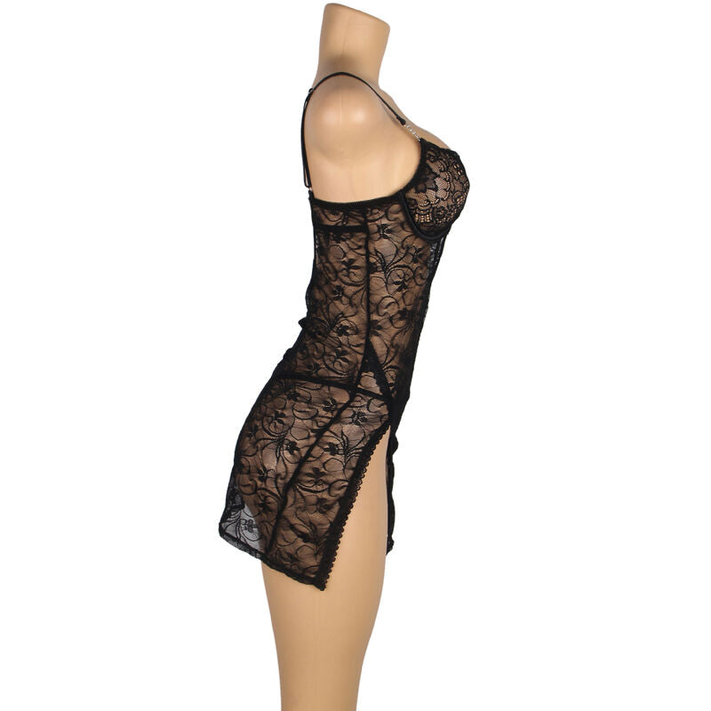 SUBBLIME – 954185 Spitze Babydoll mit verstellbaren Trägern Schwarz S/M