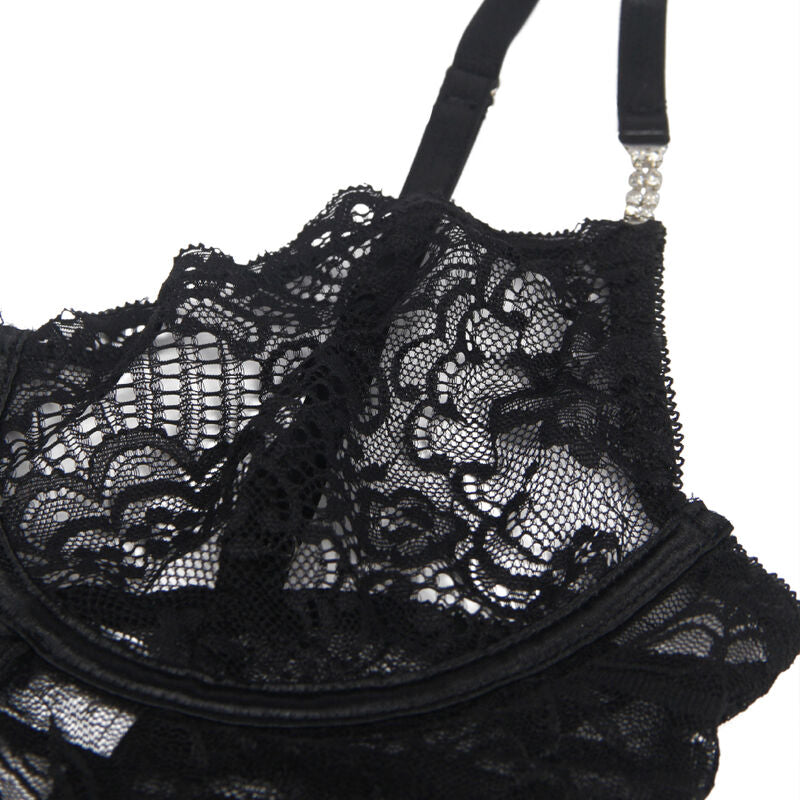 SUBBLIME – 954185 Spitze Babydoll mit verstellbaren Trägern Schwarz S/M