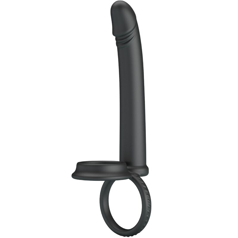 PRETTY LOVE – Dillion doppelter Penisring für doppelte Penetration, Schwarz