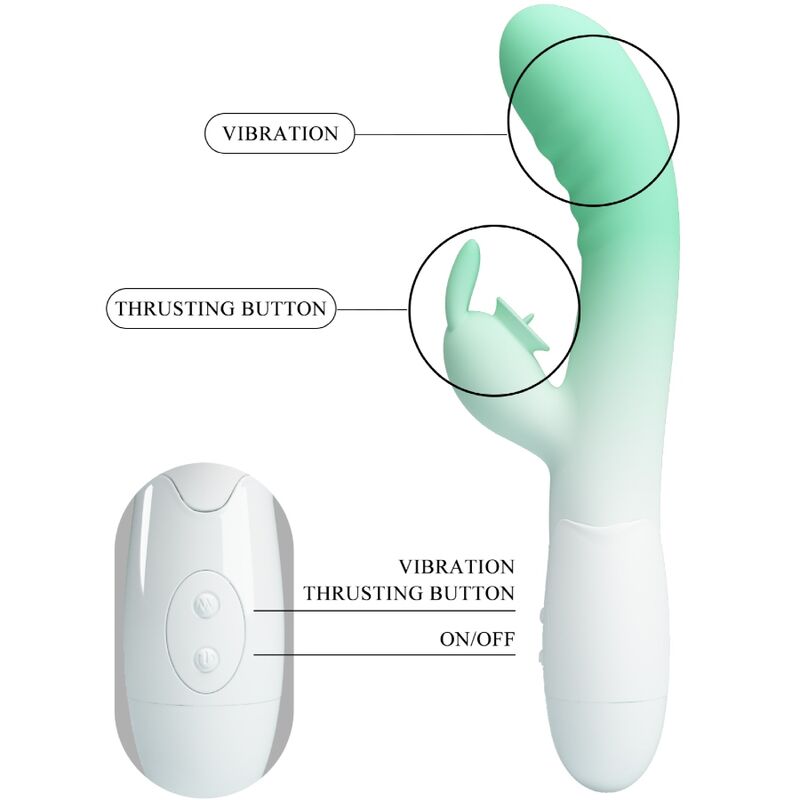 PRETTY LOVE - Cerberus Rabbit Vibrator, 30 Vibrationsmodi, Grün