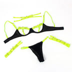 SUBBLIME – BH-Set mit Halskette und Beindetails Fluorescent Green S/M