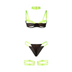 SUBBLIME – BH-Set mit Halskette und Beindetails Fluorescent Green S/M